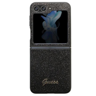 Pouzdro Guess Glitter Script pro Samsung Galaxy Z Flip 5 - černé