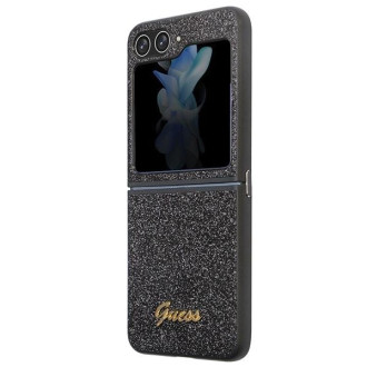Pouzdro Guess Glitter Script pro Samsung Galaxy Z Flip 5 - černé