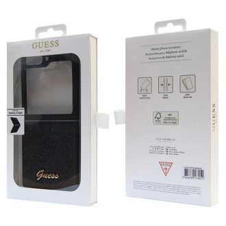 Pouzdro Guess Glitter Script pro Samsung Galaxy Z Flip 5 - černé
