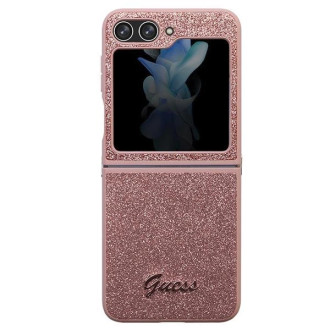 Pouzdro Guess Glitter Script pro Samsung Galaxy Z Flip 5 - růžové