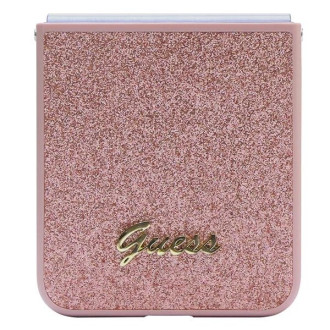 Pouzdro Guess Glitter Script pro Samsung Galaxy Z Flip 5 - růžové