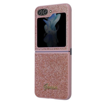 Pouzdro Guess Glitter Script pro Samsung Galaxy Z Flip 5 - růžové