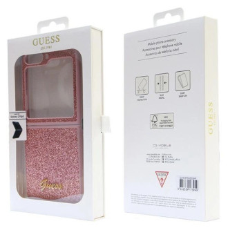 Pouzdro Guess Glitter Script pro Samsung Galaxy Z Flip 5 - růžové