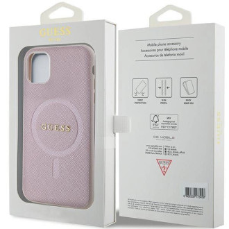 Guess GUHMN61PSAHMCP pouzdro pro iPhone 11 / Xr - růžové Saffiano MagSafe