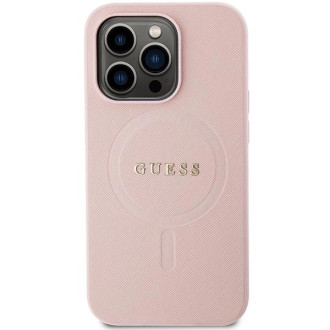 Guess GUHMP13LPSAHMCP pouzdro pro iPhone 13 Pro / 13 - růžové Saffiano MagSafe
