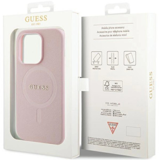Guess GUHMP13LPSAHMCP pouzdro pro iPhone 13 Pro / 13 - růžové Saffiano MagSafe