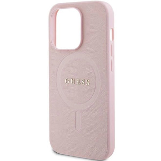 Guess GUHMP13XPSAHMCP pouzdro pro iPhone 13 Pro Max - růžové Saffiano MagSafe
