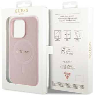 Guess GUHMP14LPSAHMCP pouzdro pro iPhone 14 Pro - růžové Saffiano MagSafe