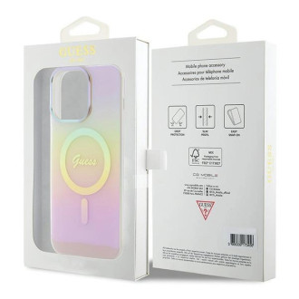 Guess IML Iridescent MagSafe pouzdro pro iPhone 15 Pro - růžové