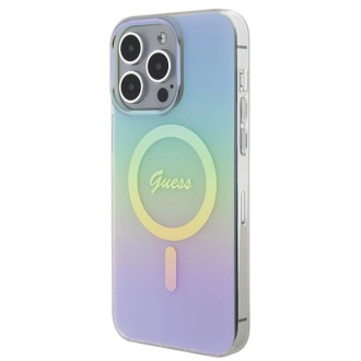 Guess IML Iridescent MagSafe pouzdro pro iPhone 15 Pro - tyrkysové