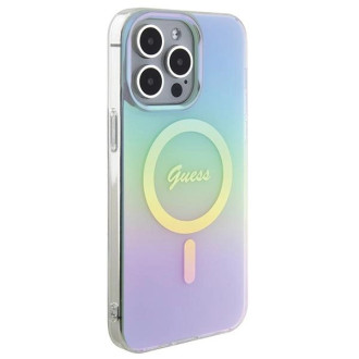 Guess IML Iridescent MagSafe pouzdro pro iPhone 15 Pro - tyrkysové