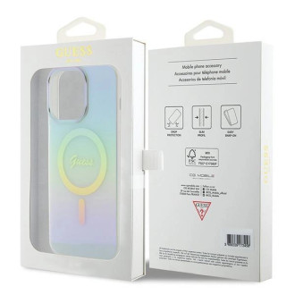 Guess IML Iridescent MagSafe pouzdro pro iPhone 15 Pro - tyrkysové