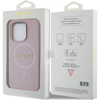Pouzdro Guess Saffiano MagSafe pro iPhone 15 Pro - růžové