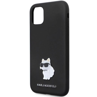 Pouzdro Karl Lagerfeld KLHCN61SMHCNPK pro iPhone 11 / Xr - černý silikonový C kovový kolík