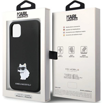 Pouzdro Karl Lagerfeld KLHCN61SMHCNPK pro iPhone 11 / Xr - černý silikonový C kovový kolík