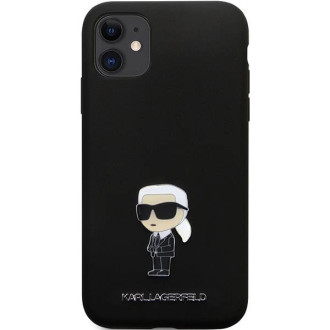 Karl Lagerfeld KLHCN61SMHKNPK obal pro iPhone 11 / Xr - černý silikonový Ikonik Metal Pin