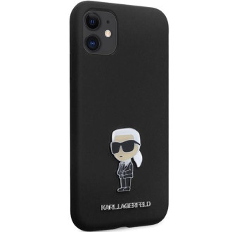 Karl Lagerfeld KLHCN61SMHKNPK obal pro iPhone 11 / Xr - černý silikonový Ikonik Metal Pin