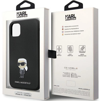 Karl Lagerfeld KLHCN61SMHKNPK obal pro iPhone 11 / Xr - černý silikonový Ikonik Metal Pin