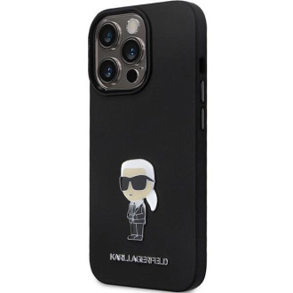 Karl Lagerfeld KLHCP13LSMHKNPK obal pro iPhone 13 Pro / 13 - černý silikonový Ikonik Metal Pin