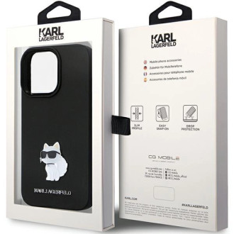 Pouzdro Karl Lagerfeld KLHCP13XSMHCNPK pro iPhone 13 Pro Max 6,7&quot; - černý silikonový C kovový kolík