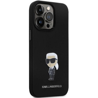 Karl Lagerfeld KLHCP13XSMHKNPK obal pro iPhone 13 Pro Max - černý silikonový Ikonik Metal Pin