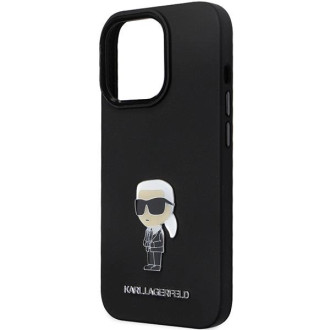 Karl Lagerfeld KLHCP13XSMHKNPK obal pro iPhone 13 Pro Max - černý silikonový Ikonik Metal Pin