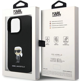 Karl Lagerfeld KLHCP13XSMHKNPK obal pro iPhone 13 Pro Max - černý silikonový Ikonik Metal Pin