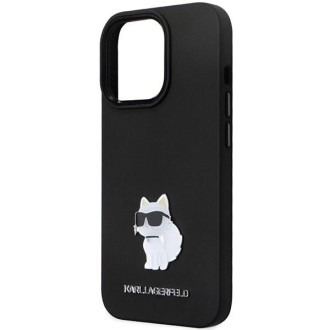 Pouzdro Karl Lagerfeld KLHCP14XSMHCNPK pro iPhone 14 Pro Max 6,7&quot; - černý silikonový C kovový kolík