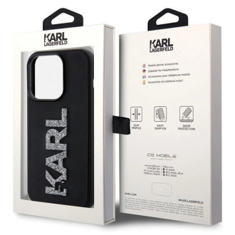Pouzdro Karl Lagerfeld 3D Rubber Glitter Logo pro iPhone 15 Pro - černé