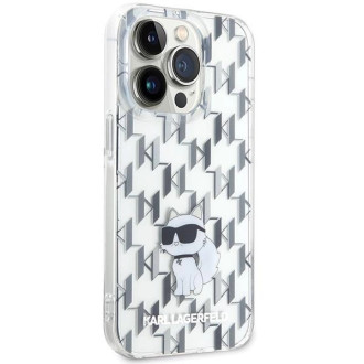 Pouzdro Karl Lagerfeld Monogram Choupette pro iPhone 15 Pro - průhledné