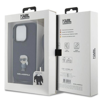 Karl Lagerfeld Crossbody Saffiano Monogram Metal Pin Karl &amp; Choupette Case pro iPhone 15 Pro – černý