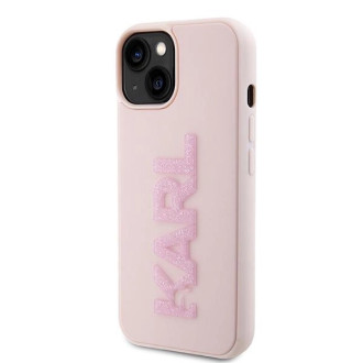 Pouzdro Karl Lagerfeld 3D Rubber Glitter Logo pro iPhone 15 - růžové