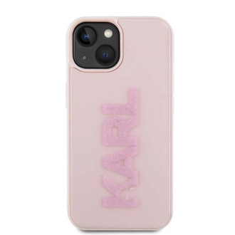 Pouzdro Karl Lagerfeld 3D Rubber Glitter Logo pro iPhone 15 - růžové