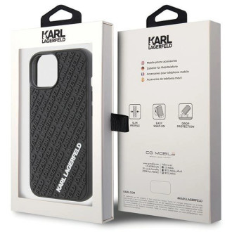 Pouzdro Karl Lagerfeld 3D Rubber Multi Logo pro iPhone 15 - černé