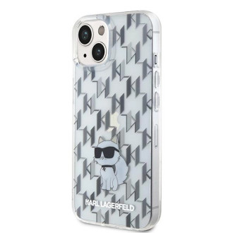 Pouzdro Karl Lagerfeld Monogram Choupette pro iPhone 15 - průhledné