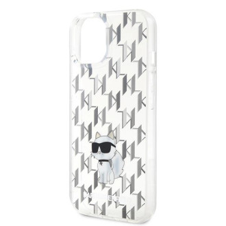 Pouzdro Karl Lagerfeld Monogram Choupette pro iPhone 15 - průhledné