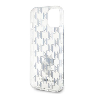 Pouzdro Karl Lagerfeld Monogram Choupette pro iPhone 15 - průhledné