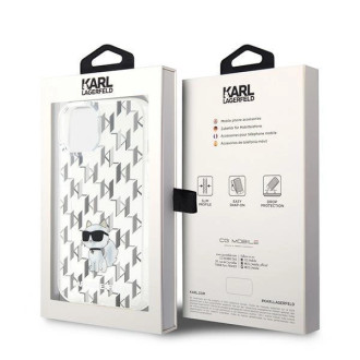 Pouzdro Karl Lagerfeld Monogram Choupette pro iPhone 15 - průhledné