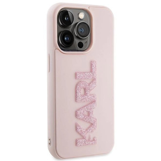 Pouzdro Karl Lagerfeld 3D Rubber Glitter Logo pro iPhone 15 Pro Max - růžové