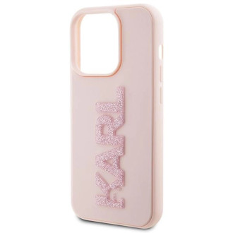 Pouzdro Karl Lagerfeld 3D Rubber Glitter Logo pro iPhone 15 Pro Max - růžové