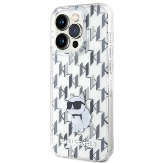 Pouzdro Karl Lagerfeld Monogram Choupette pro iPhone 15 Pro Max - průhledné