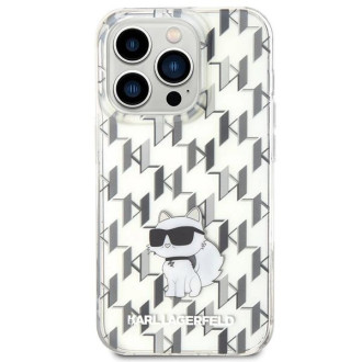 Pouzdro Karl Lagerfeld Monogram Choupette pro iPhone 15 Pro Max - průhledné