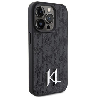 Pouzdro Karl Lagerfeld Leather Monogram Hot Stamp Metal Logo pro iPhone 15 Pro Max - černé