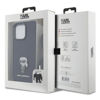 Karl Lagerfeld Crossbody Saffiano Monogram Metal Pin Karl &amp; Choupette Case pro iPhone 15 Pro Max – černý