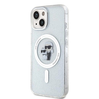 Karl Lagerfeld Karl&Choupette Glitter MagSafe pouzdro pro iPhone 15 Plus - průhledné