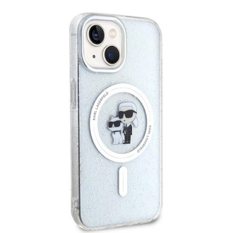 Karl Lagerfeld Karl&Choupette Glitter MagSafe pouzdro pro iPhone 15 Plus - průhledné