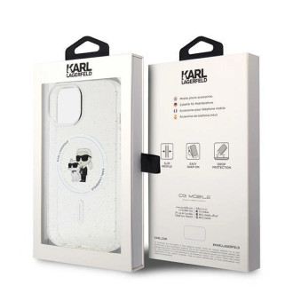 Karl Lagerfeld Karl&Choupette Glitter MagSafe pouzdro pro iPhone 15 Plus - průhledné