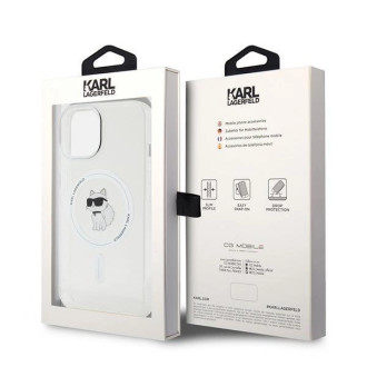 Pouzdro Karl Lagerfeld IML Choupette MagSafe pro iPhone 15 - růžové
