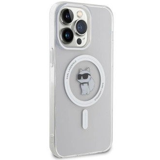 Pouzdro Karl Lagerfeld IML Choupette MagSafe pro iPhone 15 Pro Max - průhledné