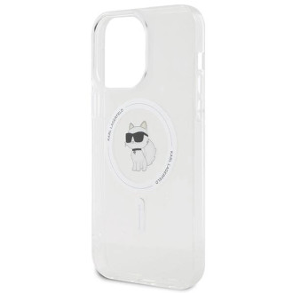 Pouzdro Karl Lagerfeld IML Choupette MagSafe pro iPhone 15 Pro Max - průhledné